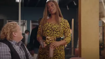 Ganni Net Sustain Floral-Print Recycled Stretch-Mesh Midi Dress worn by Mika (Kimrie Lewis-Davis) as seen in Kenan (S02E07)