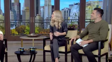 Todd Snyder Cashmere Pocket Tee In Snyder Olive worn by Mark Consuelos as seen in LIVE with Kelly and Mark on November 15, 2023