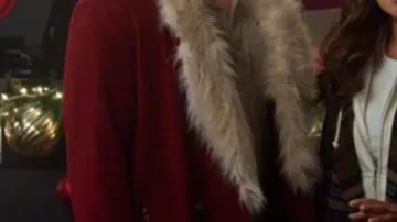 Red Shearling Coat of Chris (Luke Macfarlane) in Catch Me If You Claus