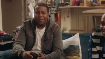 John Varvatos Zip Hooded Denim Jacket worn by Kenan Williams (Kenan Thompson) as seen in Kenan (S01E04)