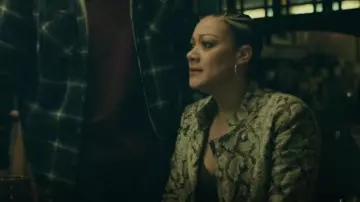 Guess Melania Python Faux-Leather Jacket worn by Cathy Montgomery (Cynthia Kaye McWilliams) as seen in Average Joe (S01E04)