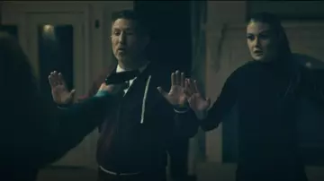 Armani Zip-up Knit­ted Hood­ie worn by Nicolai Dzhugashvili (Pasha D. Lychnikoff) as seen in Average Joe (S01E07)