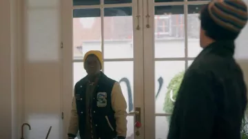 Scotch & Soda Wool-Blended Leather-Sleeved Varsity Jacket worn by (Sam Darius) as seen in Spellbound (S01E15)