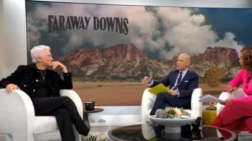 Song for the Mute Velvet Jacquard Workers Jacket worn by Baz Luhrmann in CBS Mornings on November 27, 2023