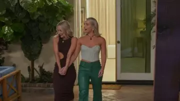 Zara Tweed Houndstooth Check Corset Crop Top worn by Morgan Ramsey as seen in Twin Love (S01E08)