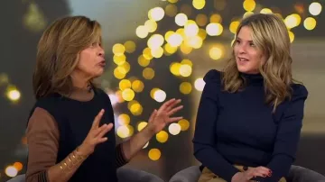 Veronica Beard Cedar Blusa de cuello alto con mangas abullonadas usada por Jenna Bush Hager como se ve en Today with Hoda & Jenna el 29 de noviembre de 2023