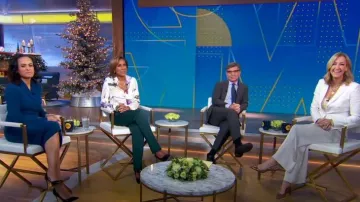 Cashmere Shawl Collar Wrap Sweater Dress worn by Linsey Davis as seen in Good Morning America on November 30, 2023