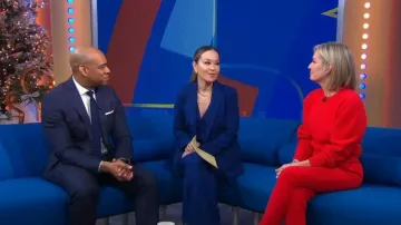 Karen Millen Polished Stretch Wool Blend Vest worn by Eva Pilgrim as seen in Good Morning America on November 30, 2023