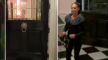 Bolso de piel de becerro Canage de charol negro de Dior usado por Dorit Kemsley como se ve en The Real Housewives of Beverly Hills (T13E06)