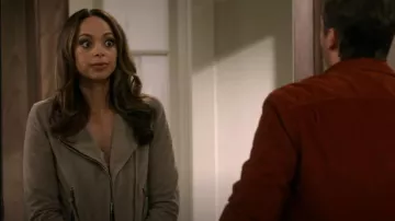 AllSaints Suede Dalby Biker Jacket worn by Nicole (Amber Stevens West) as seen in Frasier (S01E09)