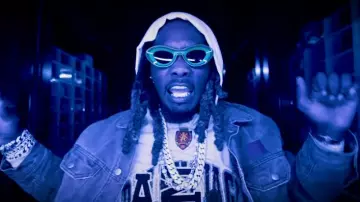 Acne Studios Grey Denim Shearling Collar Jacket worn by Offset in Don't You Lie (Official Music Video)