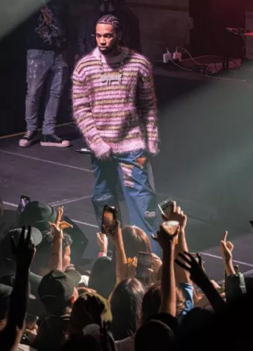 Marni Ocean Blue Mohair & Heart Patch Jeans porté par Key Glock sur le compte Instagram @keyglock