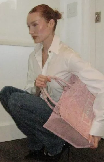 Versace Barocco Athena Tote Bag porté par Meredith Duxbury sur sa Story Instagram le 29 novembre 2023