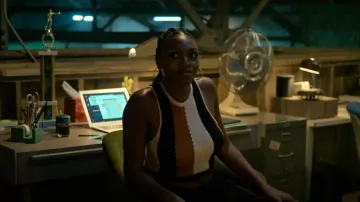 A.L.C. Marco Striped Crop Tank Top worn by Shanti (Adrienne Walker) as seen in Power Book IV: Force (S02E06)