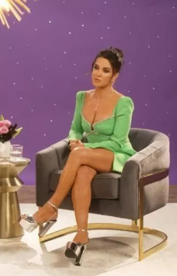 Saint Laurent Jodie Metallic Platform Sandals worn by Kyle Richards at The Real Housewives of Beverly Hills 13.06 After Show on November 29, 2023