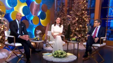 Maje Rooly Ruffle Hem Dress worn by Eva Pilgrim as seen in Good Morning America on December 1, 2023