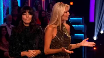 Karen Millen Embellished Beaded Woven Jumpsuit worn by Tess Daly as seen in Strictly Come Dancing: It Takes Two (S21E01)