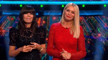 Karen Millen Thigh High Split Embellished Woven Fringed Mini Dress worn by Tess Daly as seen in Strictly Come Dancing: It Takes Two (S21E06)
