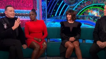 Rebecca Vallance Onyx Vel­vet Minidress worn by Shirley Ballas as seen in Strictly Come Dancing: It Takes Two (S21E06)