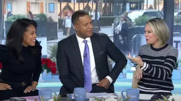 Jason Wu Collective Black Striped Sweater worn by Dylan Dreyer as seen in Today on December 4, 2023