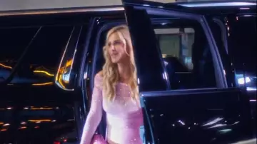 Self-Portrait Crys­tal Off-The-Shoul­der Body­con Dress worn by Nicky Hilton Rothschild as seen in Paris in Love (S02E08)