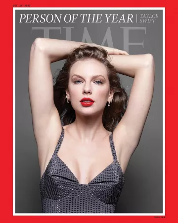 Jacquie Aiche Yellow Gold and Diamond Blossom Drop Single Huggie Hoop Earring worn by Taylor Swift at Times Person of the Year on December 6, 2023