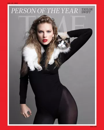 Bardot Katja Roll Neck Knit Bodysuit worn by Taylor Swift at Times Person of the Year on December 6, 2023