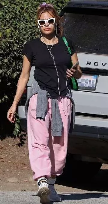 Gucci Aphrodite Medium Shoulder Bag worn by Eva Mendes in Santa Barbara on December 4, 2023