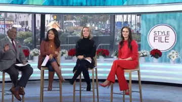 J. Crew Cotton Turtleneck Sweater In Festival Red worn by Olivia Pérez as seen in Today on  December 5, 2023