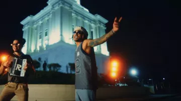 Amiri White Leather Flat Driver Hat worn by Ozuna in La Propuesta (Video Oficial) con El Rubio Acordeón