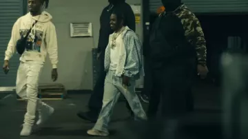 Louis Vuitton Light Blue Monogram Hooded Windbreaker worn by 42 Dugg in SpinDatBac (Official Music Video)