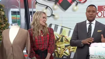 J. Crew Ruffle-sleeve Top In Red Stewart Tartan worn by Chassie Post as seen in Today on December 7, 2023