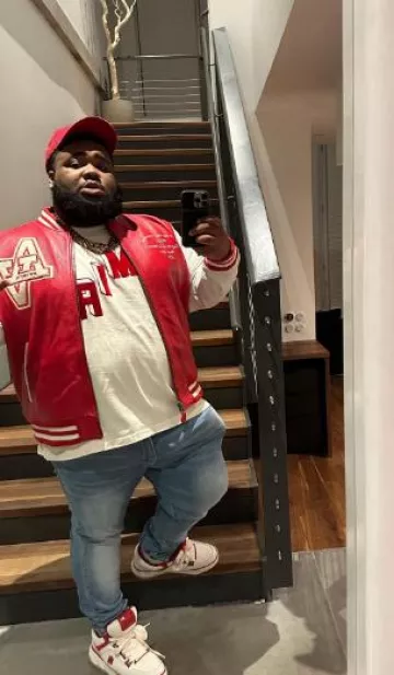 Avirex Red & White Wildcat Leather Jacket worn by Rod Wave on the Instagram account @rodwave