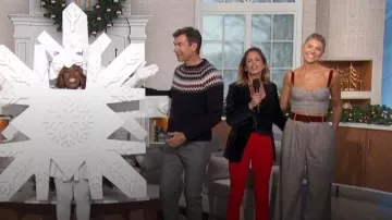 Cara Cara Soho Belted Wide Leg Pants worn by Amanda Kloots as seen in The Talk on  December 6, 2023