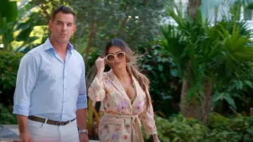 Kobi Halperin Maggie Embroidered Wrap Jacket worn by Adriana de Moura as seen in The Real Housewives of Miami (S06E06)