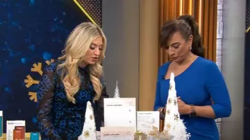 Diane von Furstenberg Kirstie Dress in Folded Chain Blue worn by Ashley Bellman as seen in CBS Mornings on  December 3, 2023