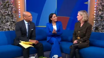 Tom Ford Single-breasted Belted Wool-blend Jacket in Khaki worn by Jennifer Ashton as seen in Good Morning America on December 8, 2023