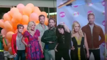 Autorretrato Mini Vestido Floral Rojo usado por Tori Spelling (Tori Spelling) como se ve en BH90210 (S01E06)