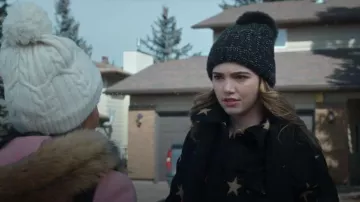 Avec Les Filles Starry Knit Shirt Jacket worn by Erin (Alisha Newton) as seen in My Life with the Walter Boys (S01E05)