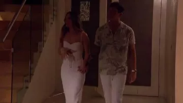 Kittenish Island Time Vestido largo blanco usado por Katherine Izzo como se ve en Bachelor in Paradise (T09E10)