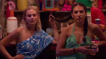 Pétalo + Cachorro Fiona Mini Vestido de un Hombro en Azul Maldivas usado por Jessica Girod como se ve en Bachelor in Paradise (T09E10)