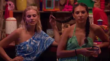 PinkBlush Green Hal­ter Print­ed Side Slit Maxi Dress worn by Mercedes Northup as seen in Bachelor in Paradise (S09E10)