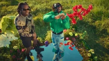 Jean Paul Gaultier Beige 'Heraldry' Tattoo Print Top worn by Gunna in Happiness by Sarz feat. Asake & Gunna (Official Video)