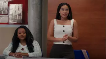 Scotch & Soda Ribbed Cotton Blend Top' worn by Daisy Jiménez (Haskiri Velazquez) as seen in Saved by the Bell (S02E02)
