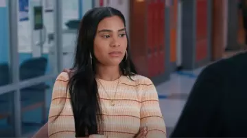 A.L.C. Milo Striped Sweater worn by Daisy Jiménez (Haskiri Velazquez) as seen in Saved by the Bell (S02E04)