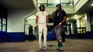 Zapatillas Prada Patent Purple & Silver 'Americas Cup' usadas por Skilla Baby en Morant de Rowdy Rebel (Video musical oficial)