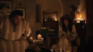 Emporio Sirenuse Adelaide Balance Embroidered Maxi Dress worn by Lorraine (Vanessa Ferlito) as seen in Bookie (S01E04)