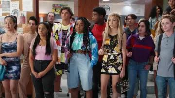 Moschino Perfume Print Dress worn by Lexi Haddad-DeFabrizio (Josie Totah) as seen in Saved by the Bell (S02E07)