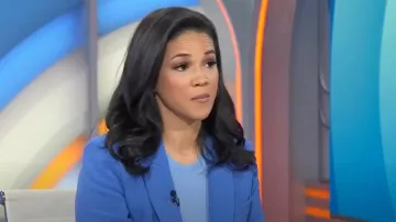 Veronica Beard Cutaway Dickey Jacket In Bluebell worn by Laura Jarrett as seen in Today on December 11, 2023