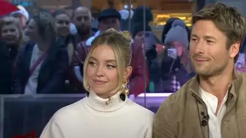 Schiaparelli Pair of Brass Teardrop Eye Earrings worn by Sydney Sweeney as seen in Today on December 11, 2023